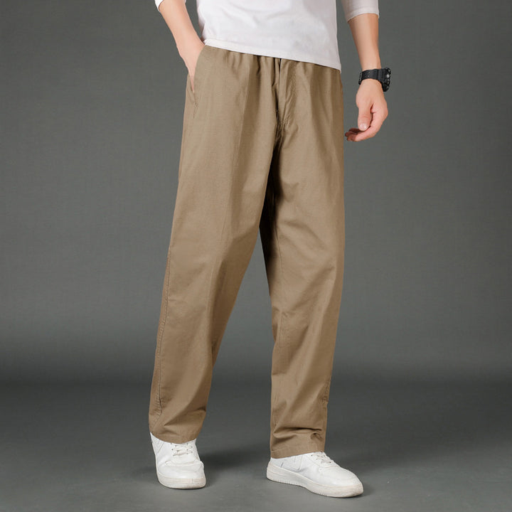 Herren Weite Baumwoll-Chinohose im Relaxed-Fit mit elastischem Komfortbund & verdeckten Eingriffstaschen Drune