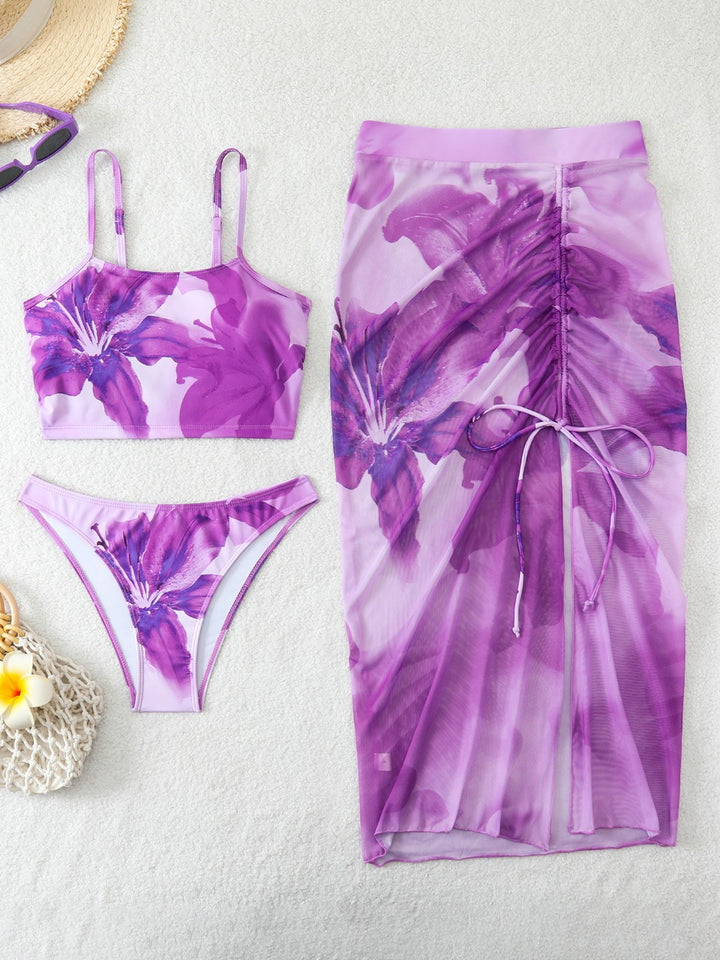 Damen Bikini-Set mit floralem Kaftan Drune