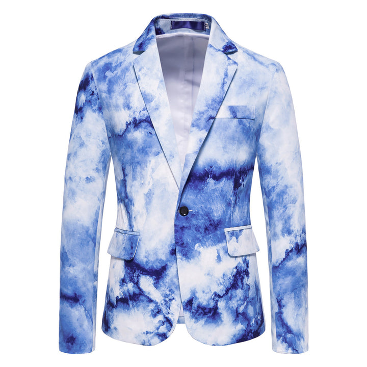 Herren Slim-Fit Sakko mit Aquarell-Print und Ein-Knopf-Verschluss Drune