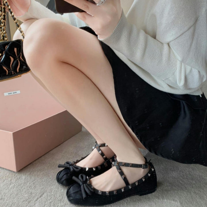 Damen Ballerinas mit modischen Riemchen und verspielten Schleifenakzenten Drune