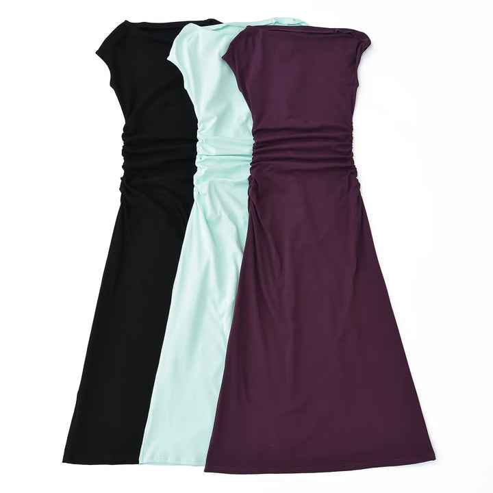 Damen Maxikleid mit asymmetrischem Ausschnitt und raffinierten Rüschendetails Drune