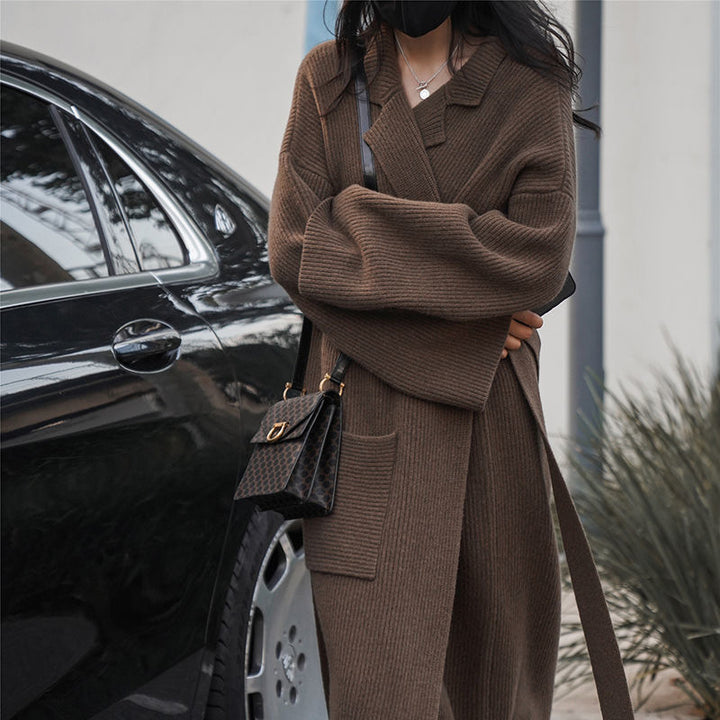 Damen Modische Langstrickjacke mit großzügigen Taschen und lässigem Schnitt Drune
