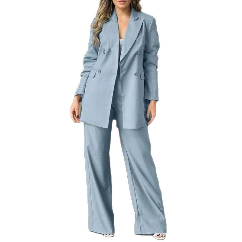 Damen Elegantes Hosenanzug-Set mit doppelter Knopfreihe Drune