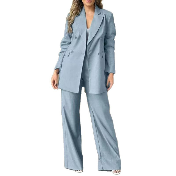 Damen Elegantes Hosenanzug-Set mit doppelter Knopfreihe Drune