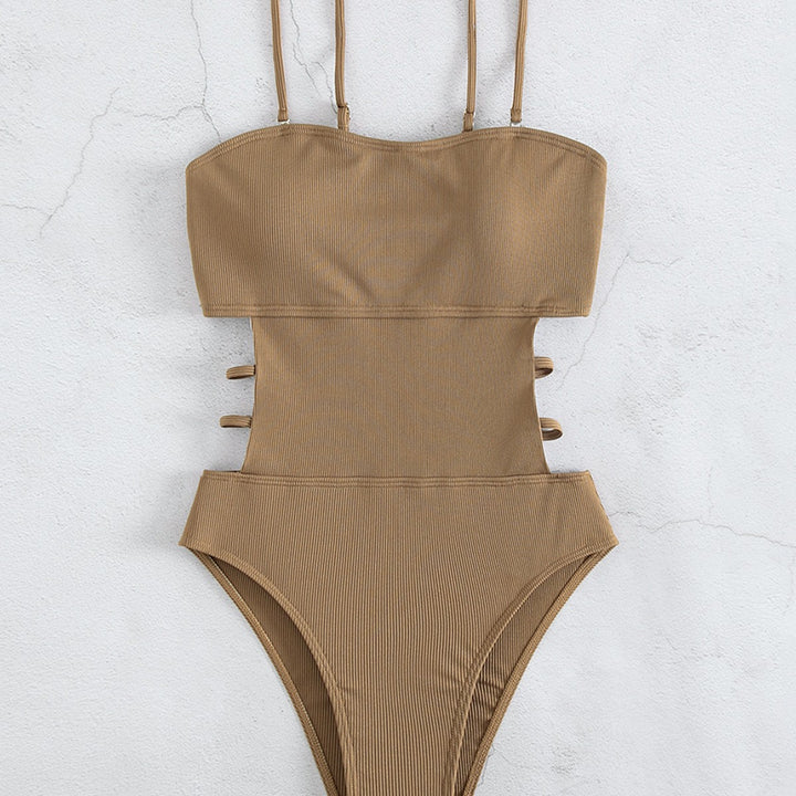 Damen Einteiler Badeanzug mit elegantem Schnitt und seitlichen Riemen Drune