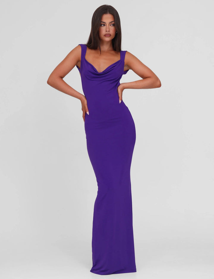 Damen nan körperbetontes Abendkleid mit quadratischem Ausschnitt und breiten Trägern Drune