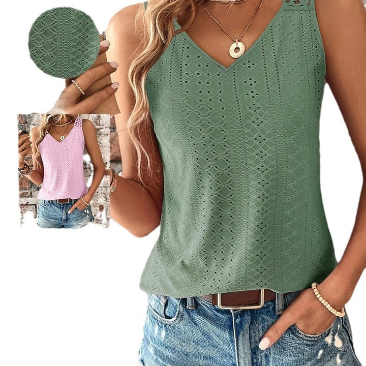Damen luftiges Häkelshirt mit einzigartigem Rückendetail Drune