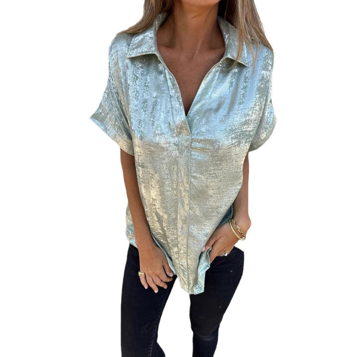 Damen Elegante Satinbluse mit glänzendem Finish und lässigem Schnitt Drune