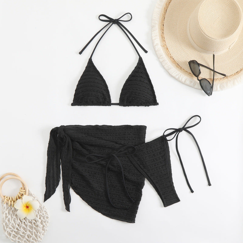 Damen Triangel-Bikini mit verstellbarem Wickelrock und stylischen Rüschendetails Drune