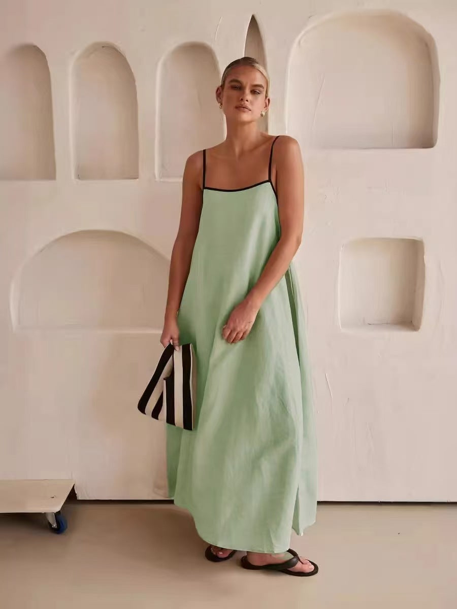 Damen Sommerliches Maxikleid mit schmalen Spaghettiträgern und fließendem Schnitt Drune