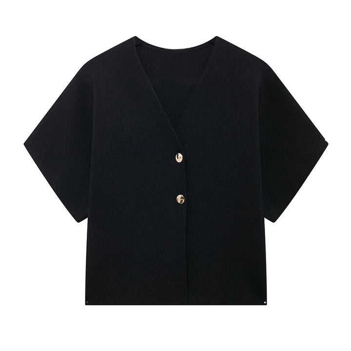 Damen Modische Kurzjacke mit weitem Schnitt und dekorativen Knöpfen Drune
