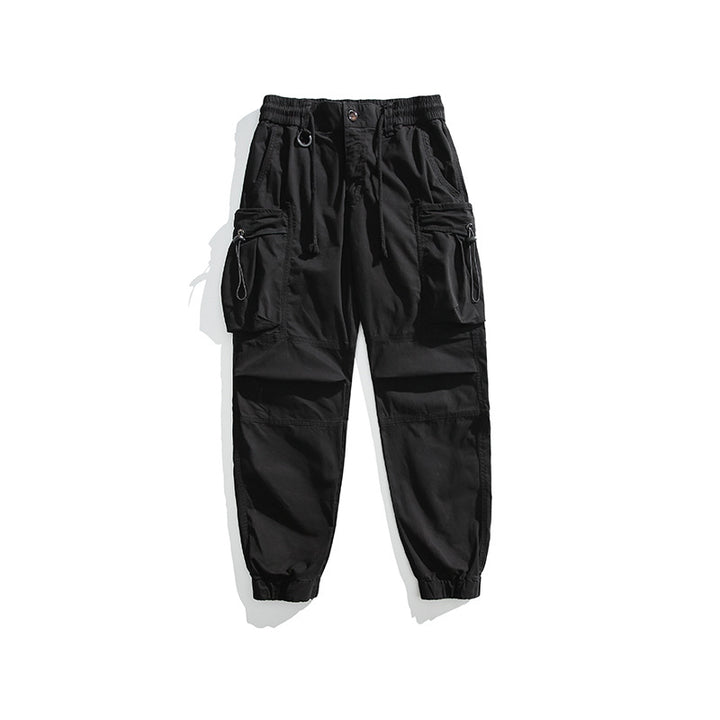 Herren Militärisch inspirierte Cargohose mit elastischem Tunnelzugbund, Klapp- und Reißverschlusstaschen Drune