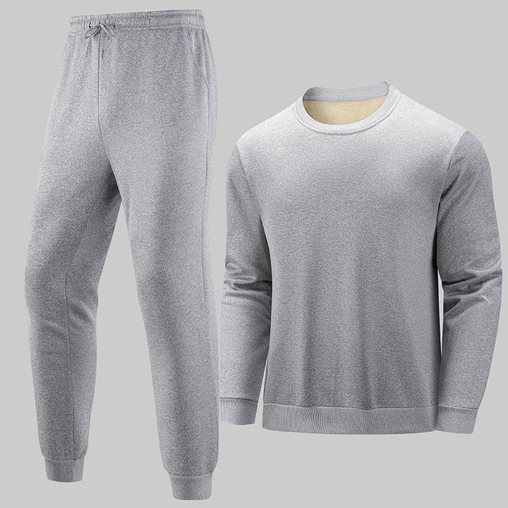 Herren Thermo‑Fleece Lounge‑Set mit Rundhals-Pullover & tapered Jogginghose Drune