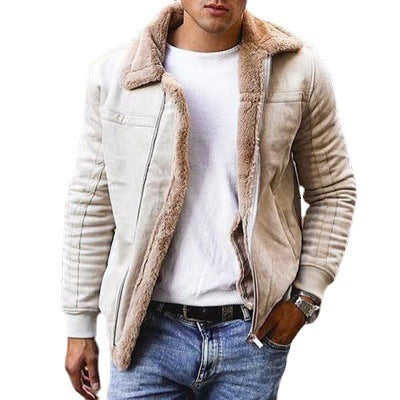 Herren Lammfellgefütterte Lederjacke im modernen Design Drune