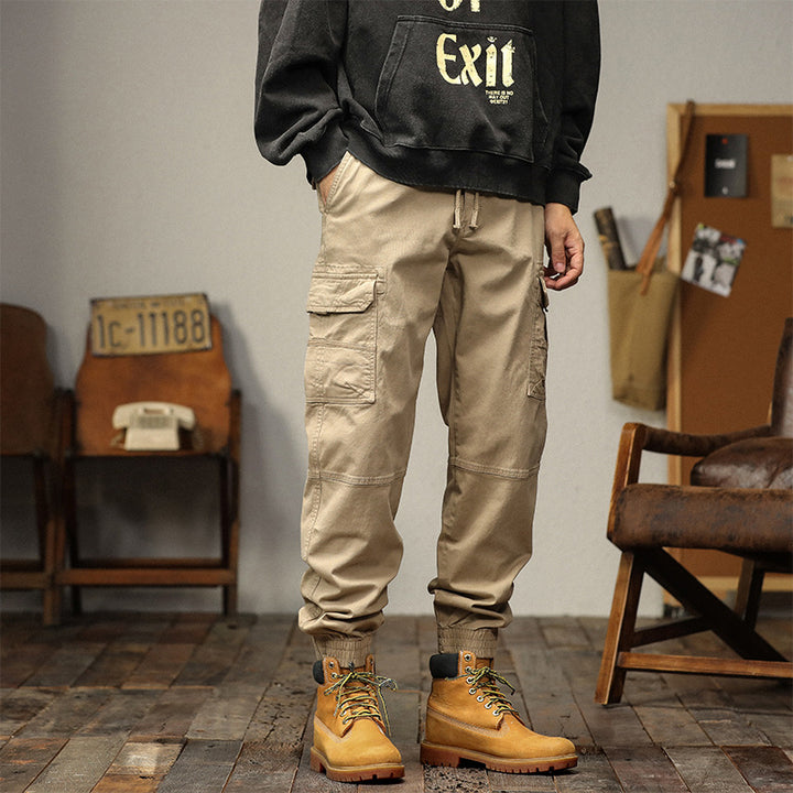 Herren Multifunktionale Cargo-Joggerhose mit Tunnelzugbund, Knieabnähern und Organizer-Taschen Drune