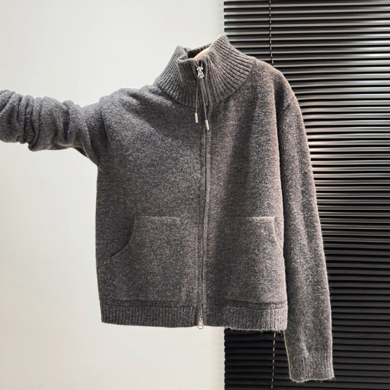 Damen Thermo Strickjacke mit hochschließendem Kragen und zwei praktischen Taschen Drune