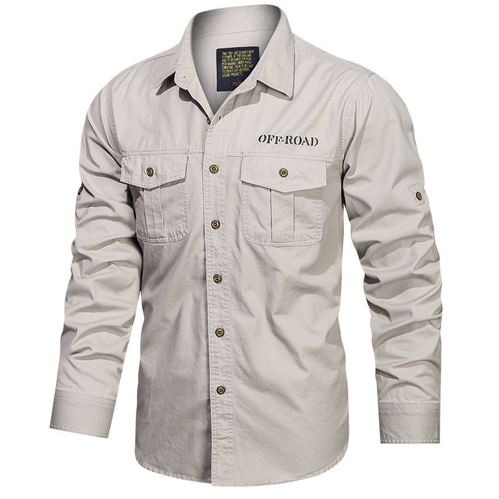 Herren  robustes Utility-Hemd mit aufgesetzten Brusttaschen und Ärmelriegel Drune