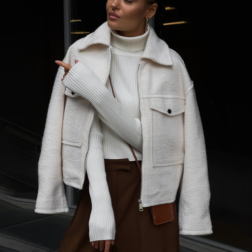 Damen Modische Kurzjacke mit Taschen Drune
