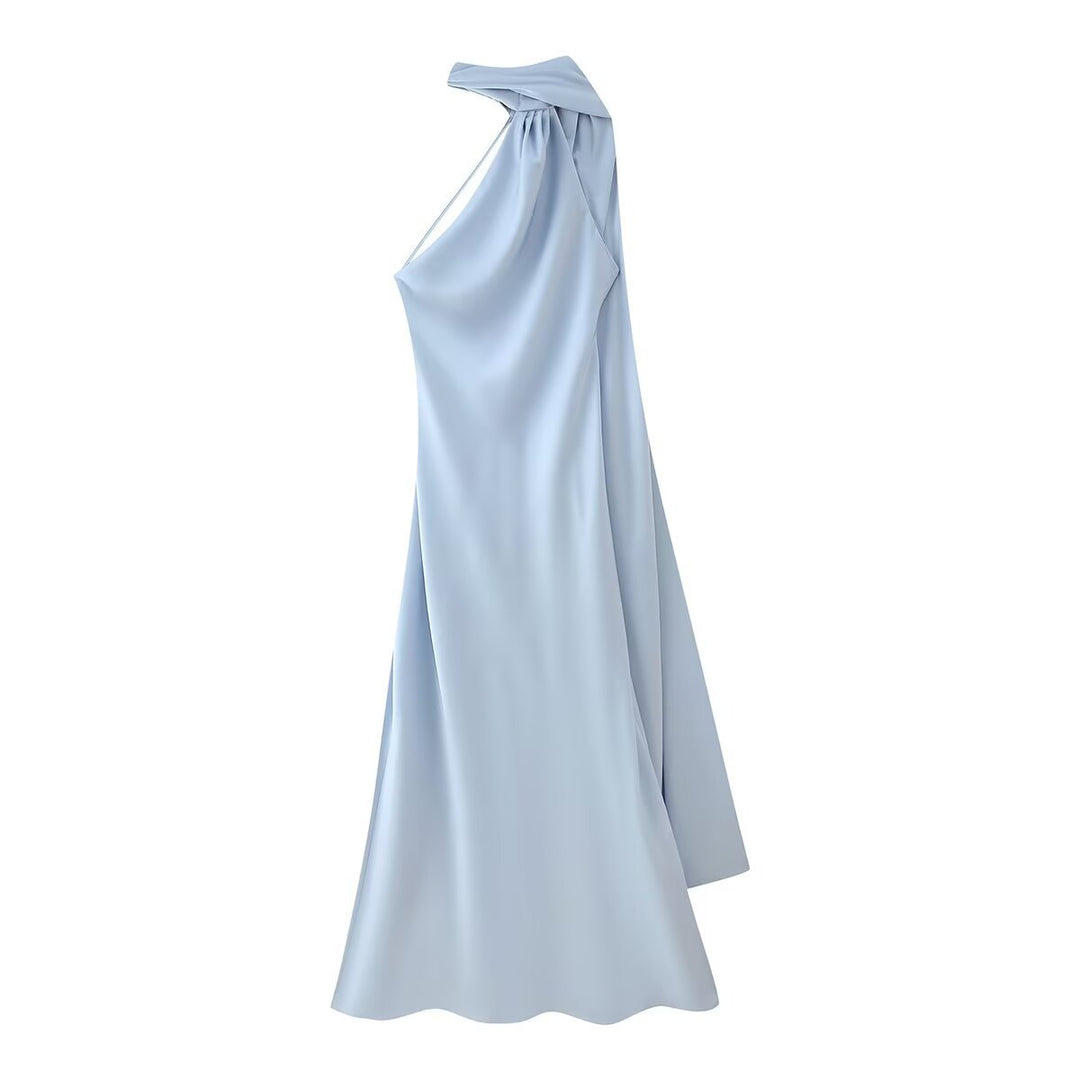 Damen Maxikleid mit asymmetrischem Schnitt und fließendem Stoff Drune