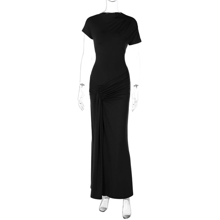 Damen Elegantes Maxikleid mit Drapierung und asymmetrischem Saum Drune