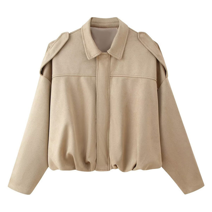 Damen Kurzgeschnittene Oversize Blousonjacke mit Schulterklappen Drune