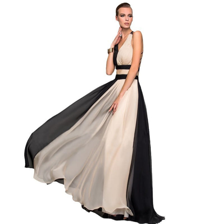 Drune | V-Ausschnitt Ärmelloses Farbblockkleid
