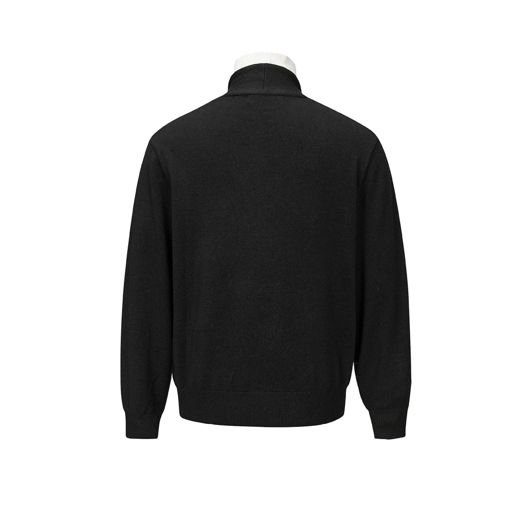Herren Feinstrick-Layering-Cardigan mit tiefem V-Ausschnitt und integriertem Polokragen Drune