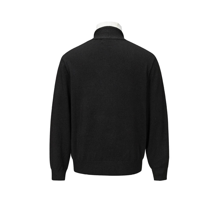 Herren Feinstrick-Layering-Cardigan mit tiefem V-Ausschnitt und integriertem Polokragen Drune