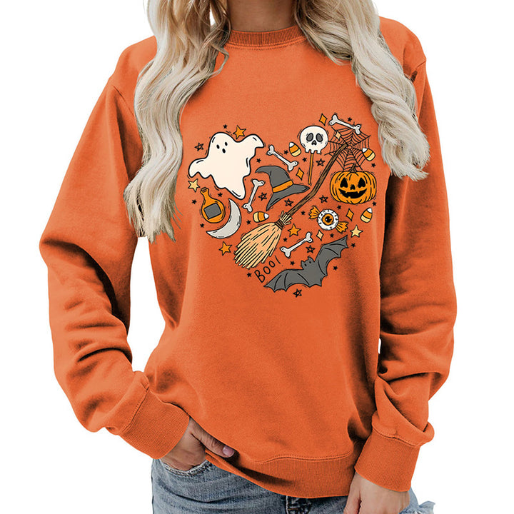Damen Halloween Sweatshirt mit kreativem Motiv Drune