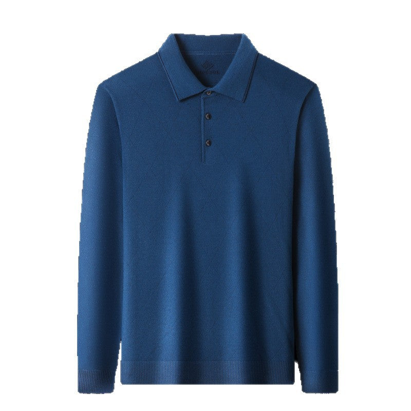 Herren Langarm-Polohemd mit stilvollem Strukturdesign und hochwertigem Kragen Drune