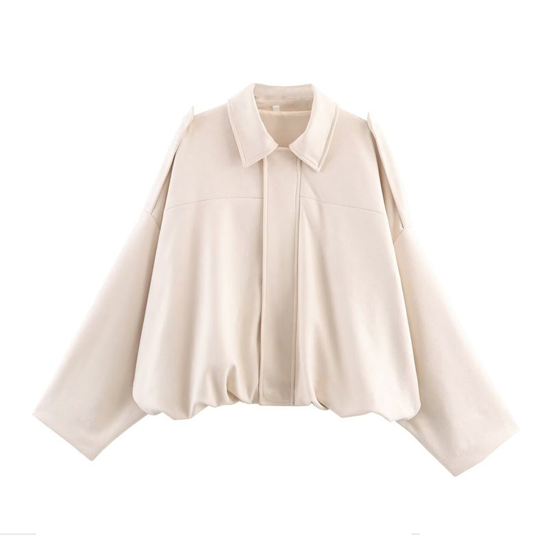 Damen Cropped Bluse mit voluminösen Ärmeln Drune