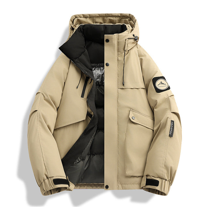 Herren wattierte Kapuzen-Winterjacke mit winddichter Außenhülle, gesteppter Thermofütterung und multifunktionalen Taschen Drune