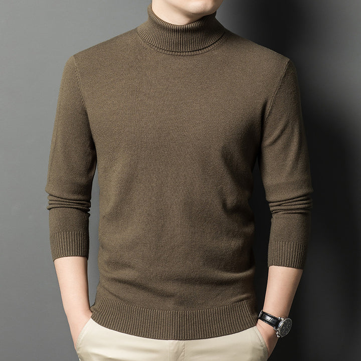 Herren Rollkragenpullover aus hochwertiger Wolle mit strukturierten Details Drune