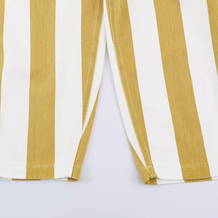 Damen Gestreifte Highwaist Fünf-Taschen-Hose mit geradem Bein Drune