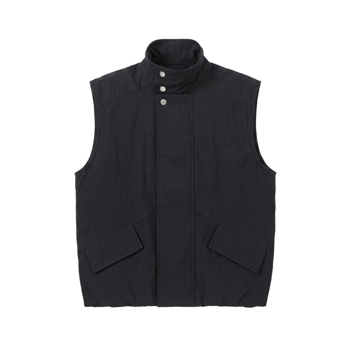 Herren Utility‑Weste mit hohem Stehkragen, Druckknopfblende und großen Pattentaschen Drune