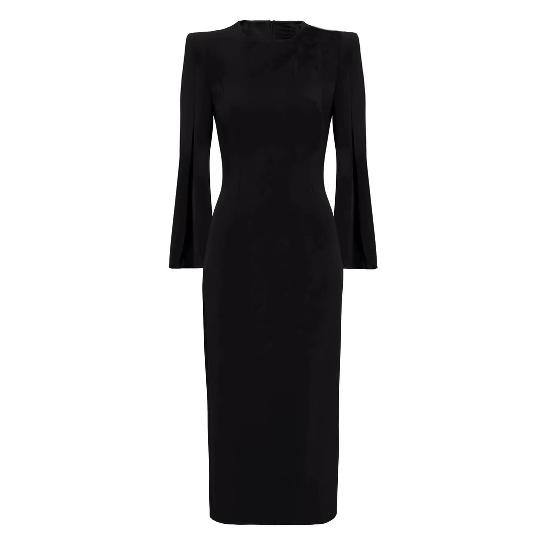 Damen Schlankes Abendkleid mit Cape-Ärmeln und tailliertem Schnitt Drune