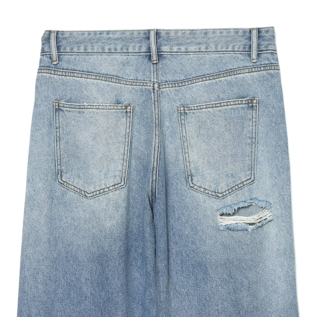 Damen Weite Denim-Jeans mit Glitzerfinish und hoher Taille Drune