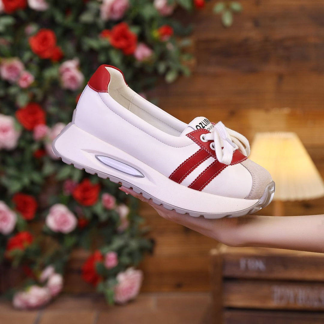 Damen Komfortable Sneakers im modischen Mix aus Leder und Textil Drune