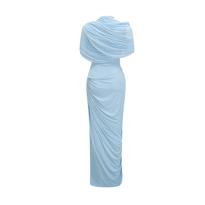 Damen Elegantes Maxikleid mit dekorativen Drapierungen Drune