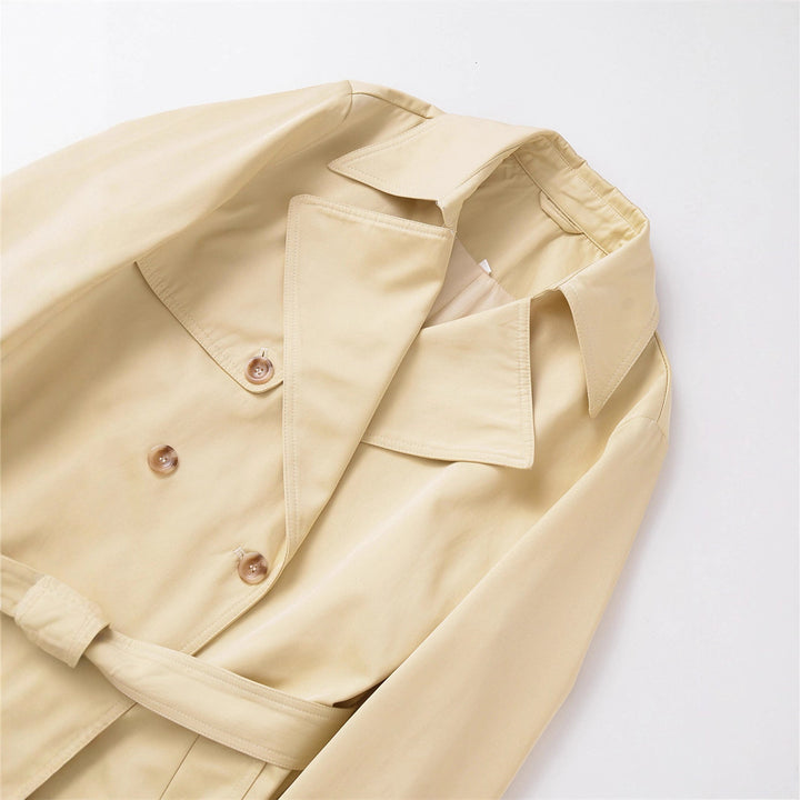 Damen klassischer Trenchcoat mit Gürtel und doppelter Knopfleiste Drune