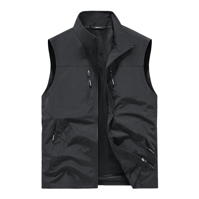 Herren Leichte Outdoorweste mit Mesh-Innenfutter und Multifunktionstaschen Drune