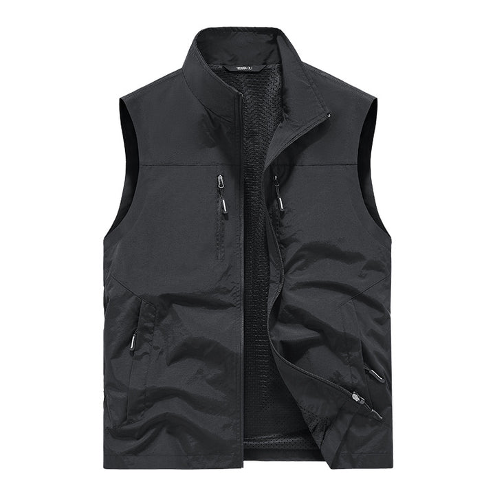 Herren Leichte Outdoorweste mit Mesh-Innenfutter und Multifunktionstaschen Drune