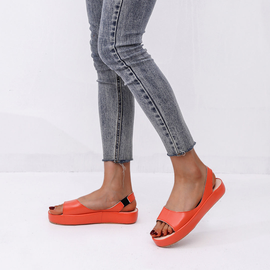 Damen Slingback Sandalen mit modischem Plateau und verstellbarem Riemen Drune