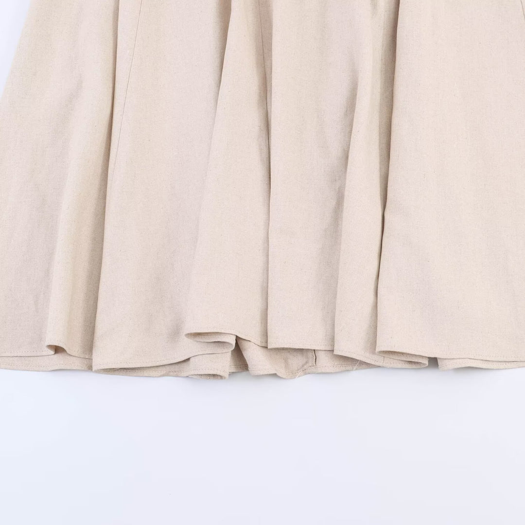 Damen V-Ausschnitt Kleid mit voluminösen Puffärmeln und schwingendem Rock Drune