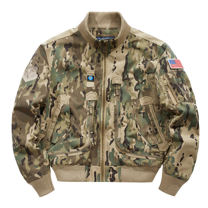 Herren Piloten-Bomberjacke mit Patchdetails und multifunktionalen Taschen Drune