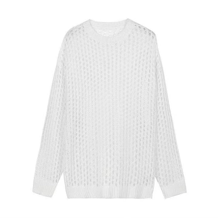 Damen luftiger Strickpullover mit modischer Netzstruktur Drune