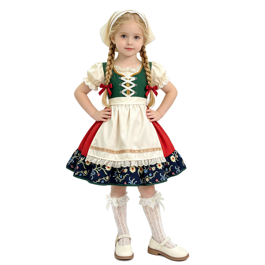Damen nan traditionelles Kinderdirndl mit Schürze und kunstvoller Stickerei Drune