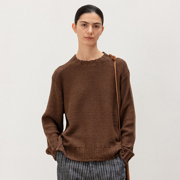 Damen Lässiger Strickpullover mit weitem Schnitt und elastischem Saum Drune