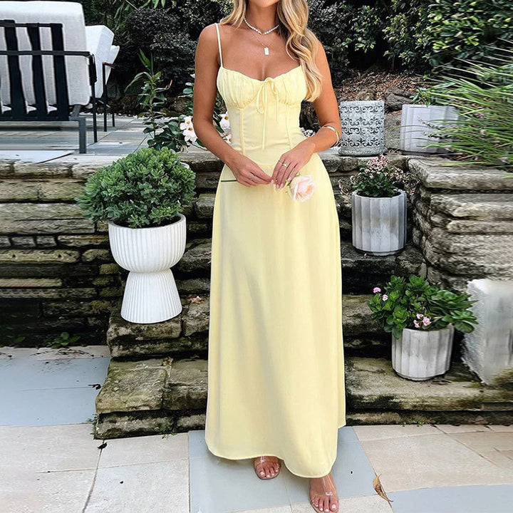 Damen Elegantes One-Shoulder Maxikleid mit fließenden Drapierungen Drune