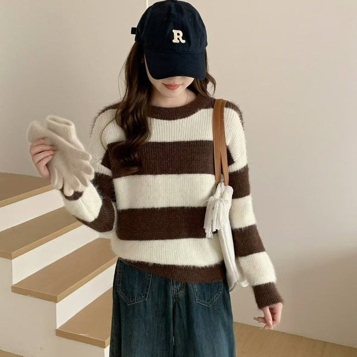 Damen gestreifter Kuschelpullover Drune